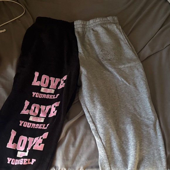 Pants - Women's Love Yourself Black and Gray Joggers